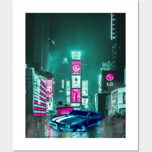 Car Tokyo City Neon Synthwave Posters and Art